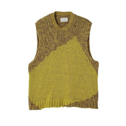 Yoke Intarsia Crewneck Vest Yellow