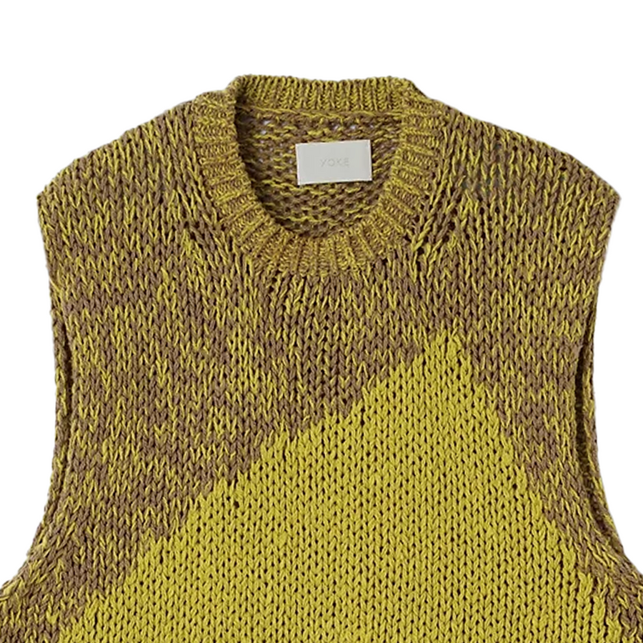 Yoke Intarsia Crewneck Vest Yellow