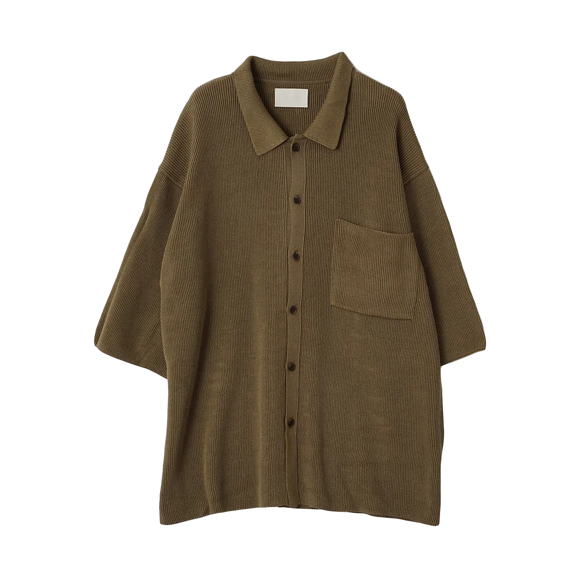 Yoke Rib Knitted Shirt Khaki