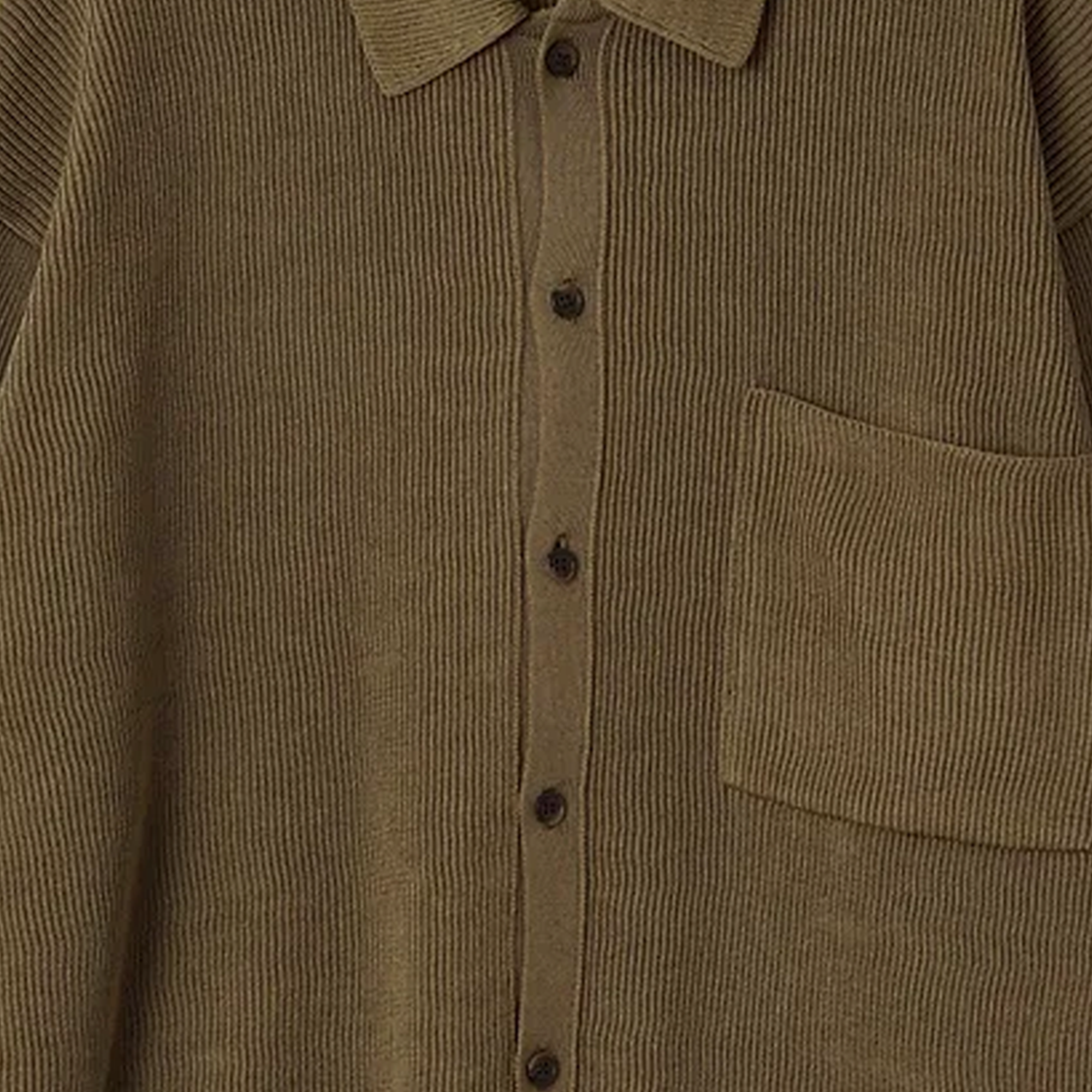 Yoke Rib Knitted Shirt Khaki