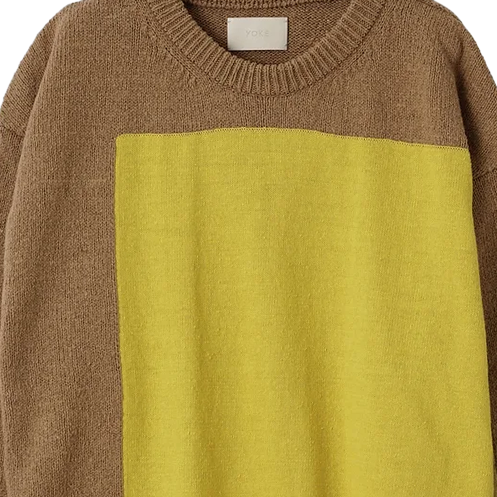 Yoke Intarsia Crewneck Sweater Beige