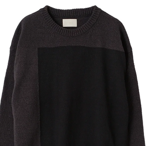 Yoke Intarsia Crewneck Sweater Charcoal