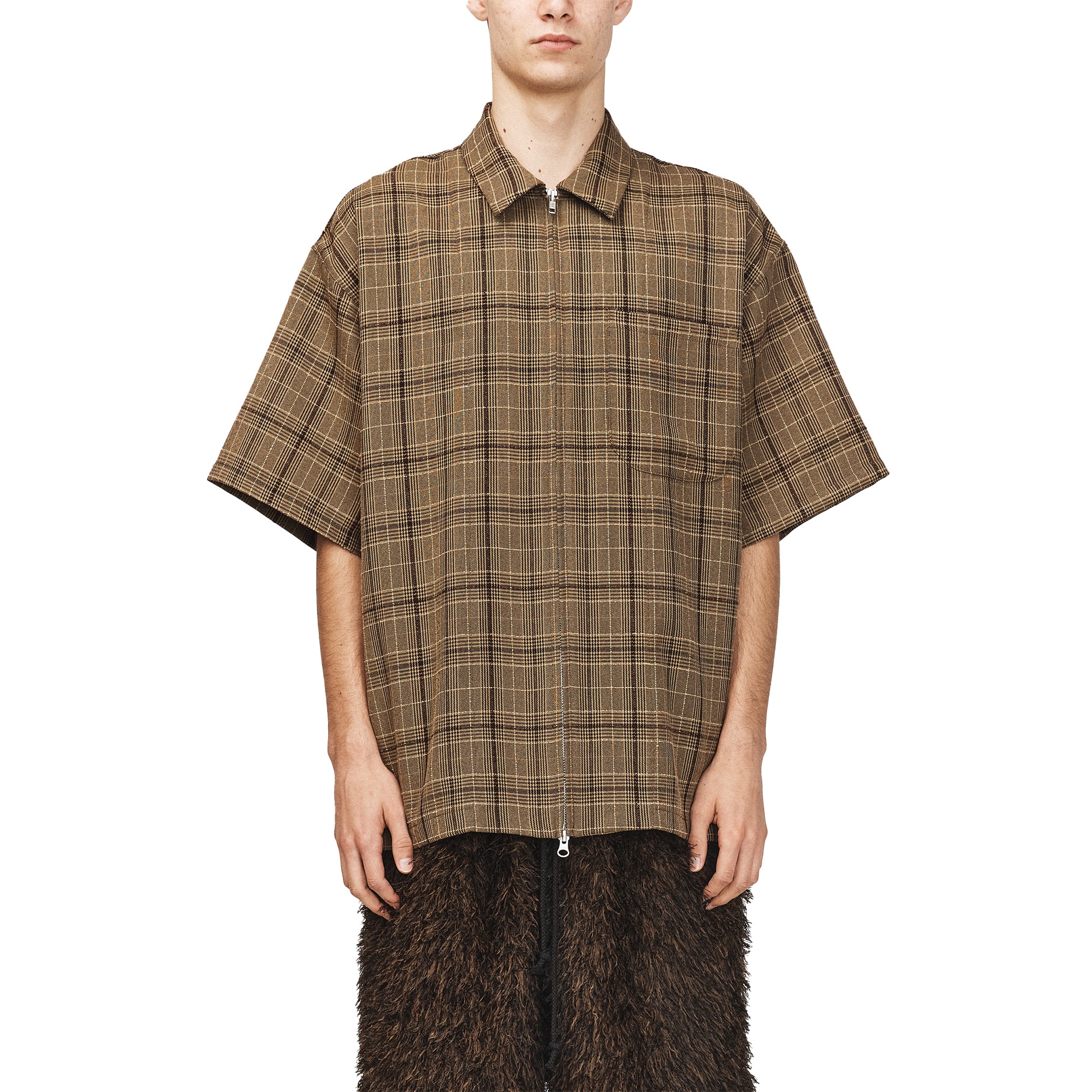 Song For The Mute Zip Up Gym Shirt Brown 251_MSH070_VCHKBRN