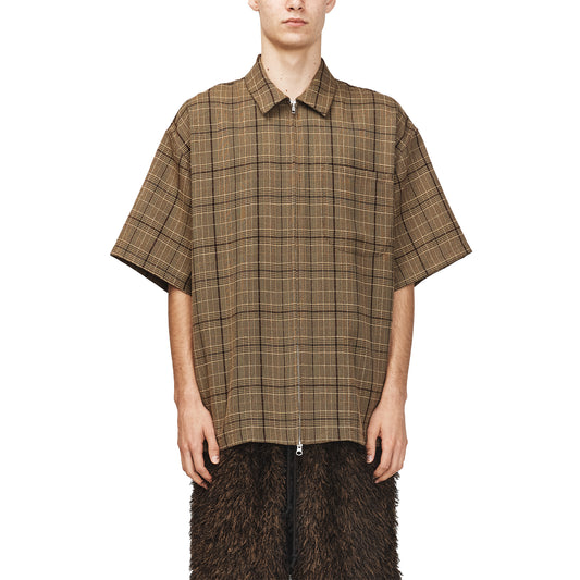 Song For The Mute Zip Up Gym Shirt Brown 251_MSH070_VCHKBRN