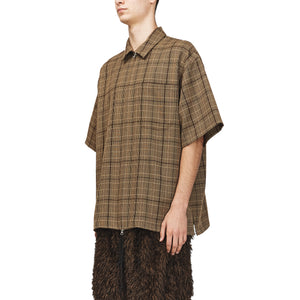 Song For The Mute Zip Up Box Shirt Brown/Yvory 251_MSH067_CRCHBRN
