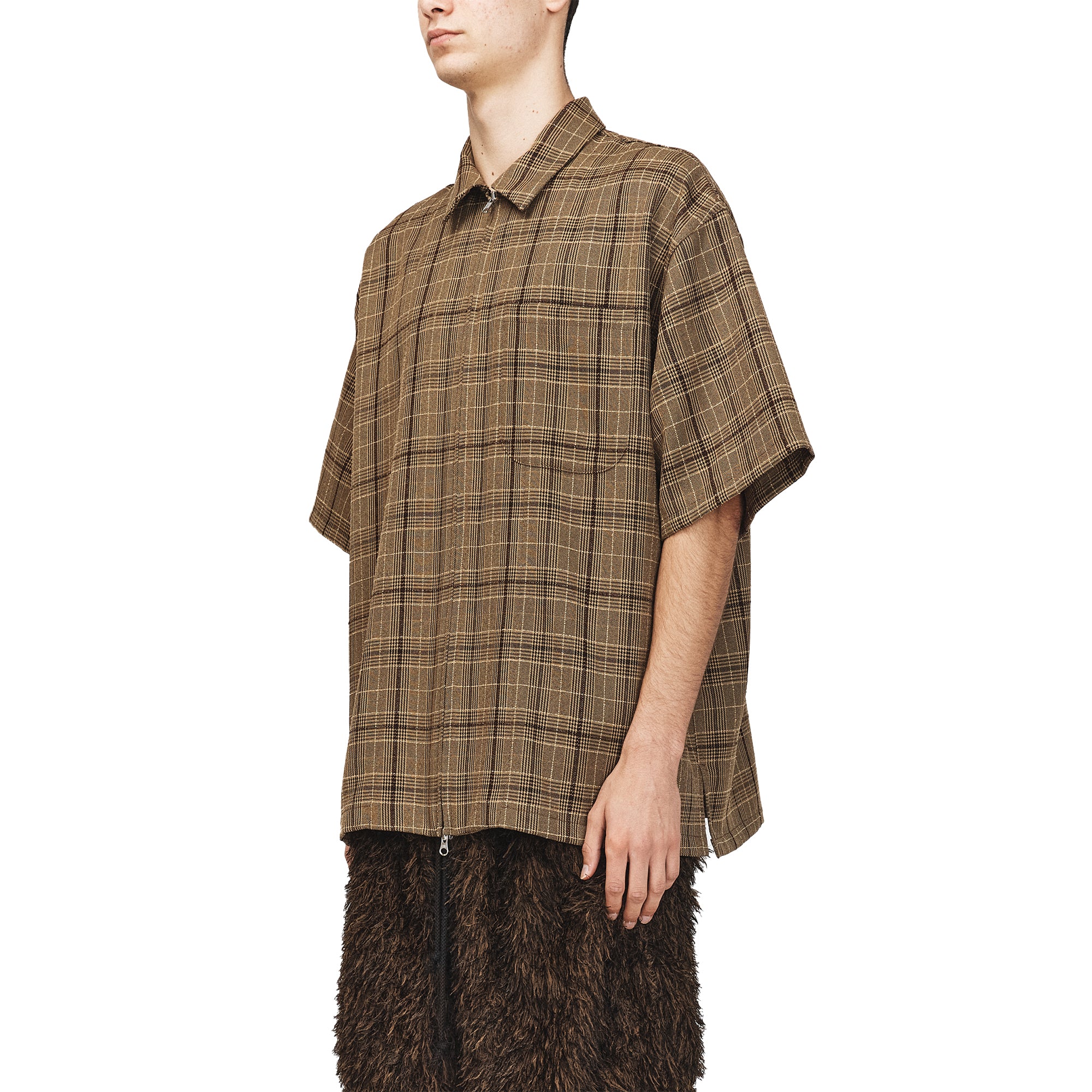 Song For The Mute Zip Up Gym Shirt Brown 251_MSH070_VCHKBRN