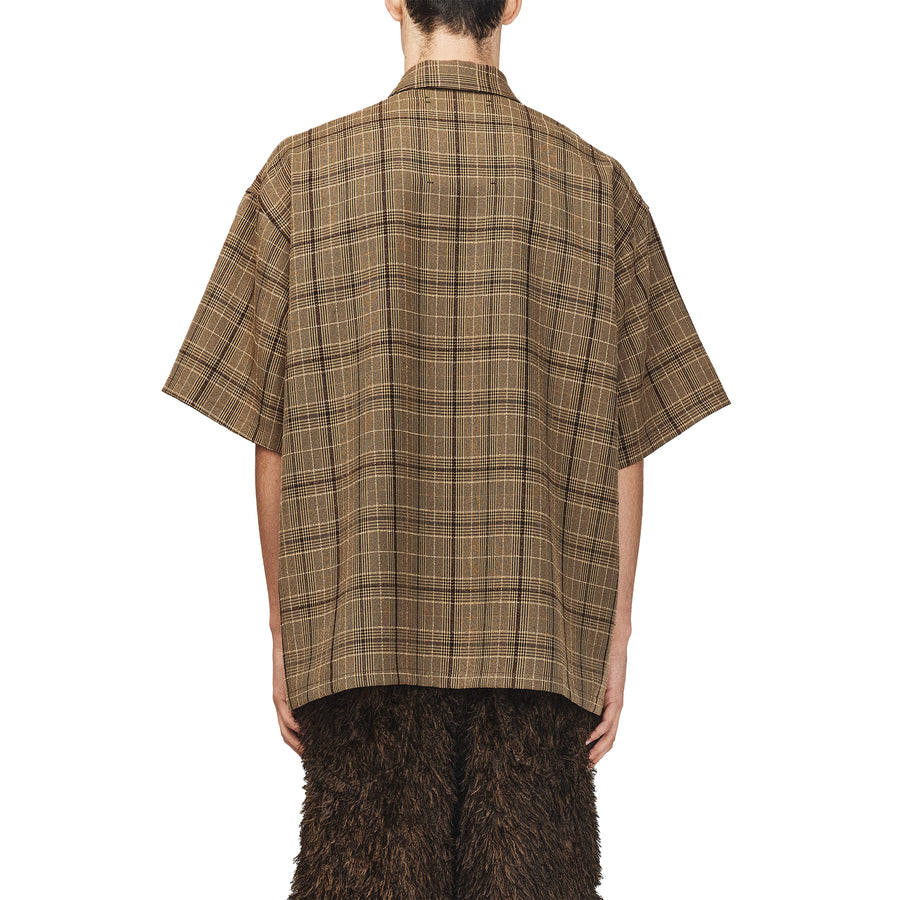Song For The Mute Zip Up Box Shirt Brown/Yvory 251_MSH067_CRCHBRN
