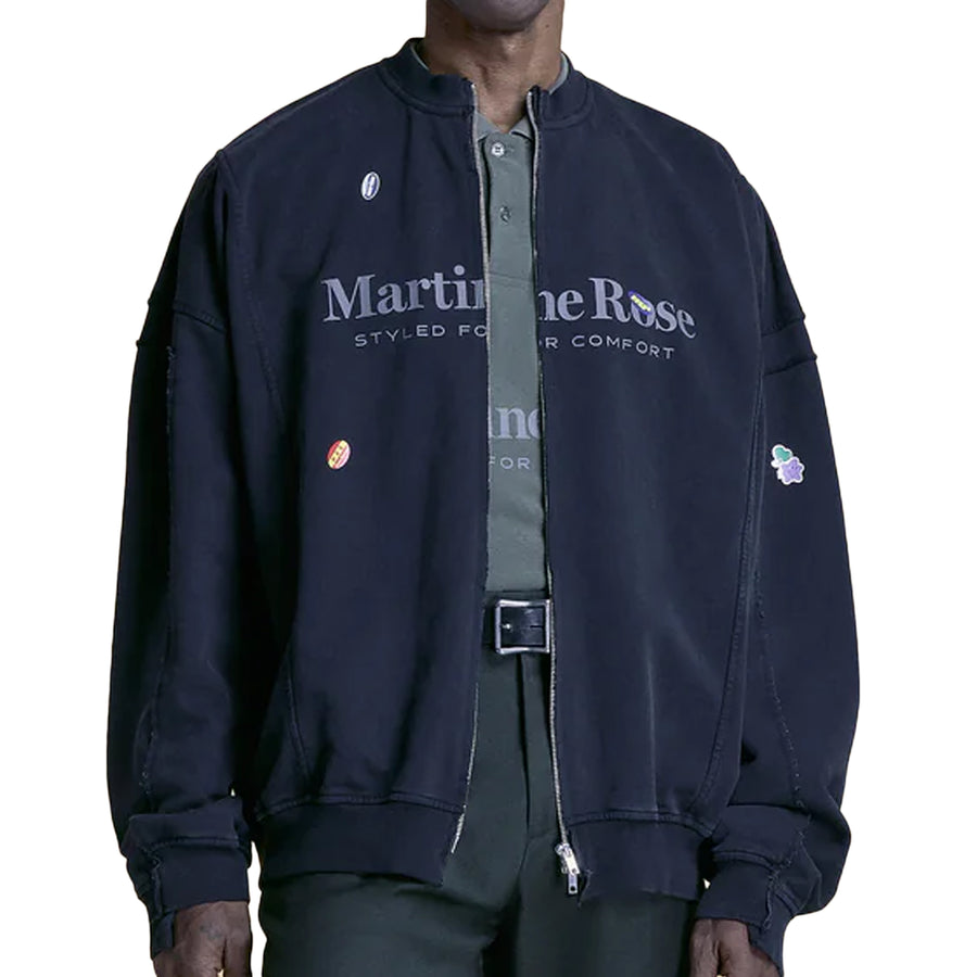 Martine Rose Zip Up Crew Black Washed Black Marlboro