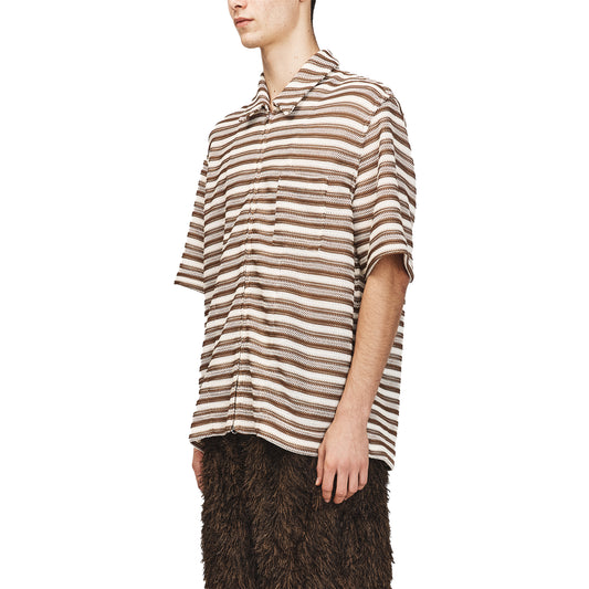 Song For The Mute Zip Up Box Shirt Brown/Yvory 251_MSH067_CRCHBRN