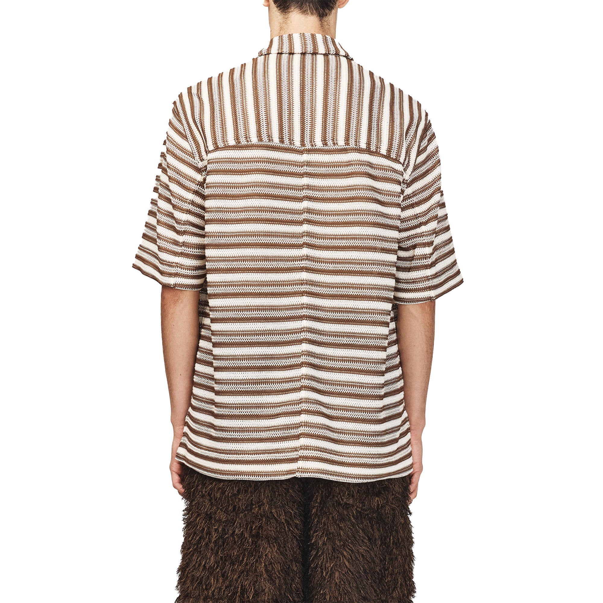 Song For The Mute Zip Up Box Shirt Brown/Yvory 251_MSH067_CRCHBRN