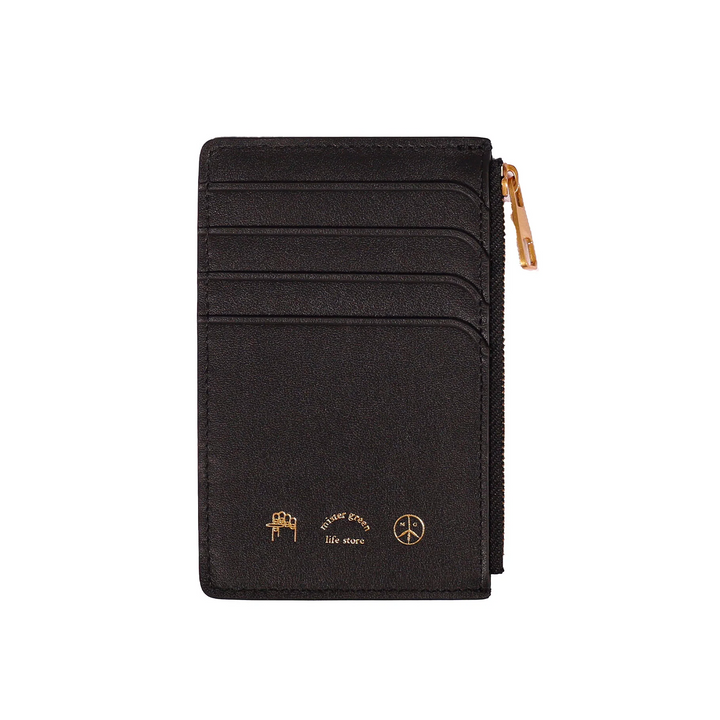Mister Green Leather Zippered Card Case Black