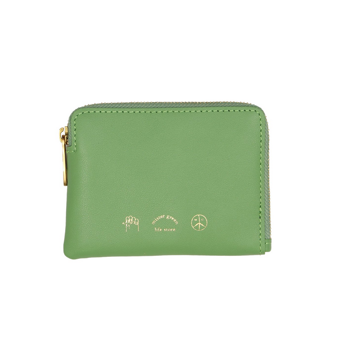 Mister Green Leather Zippered Wallet Green