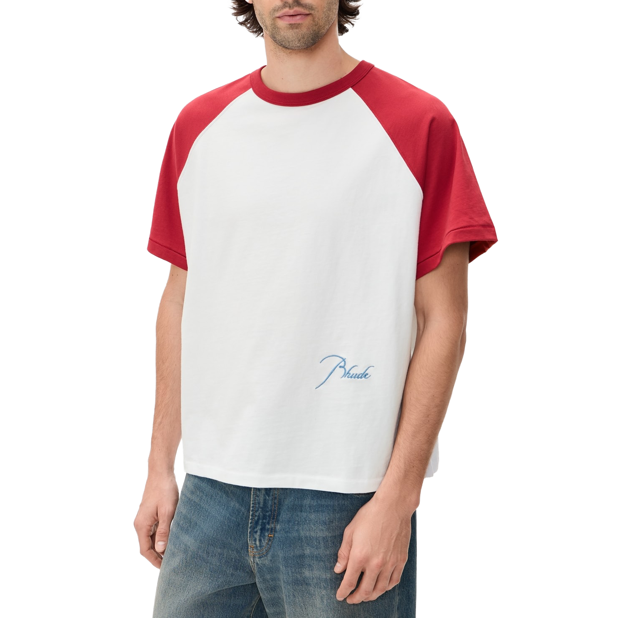 R H U D E Classique Raglan T-Shirt Riviera Red