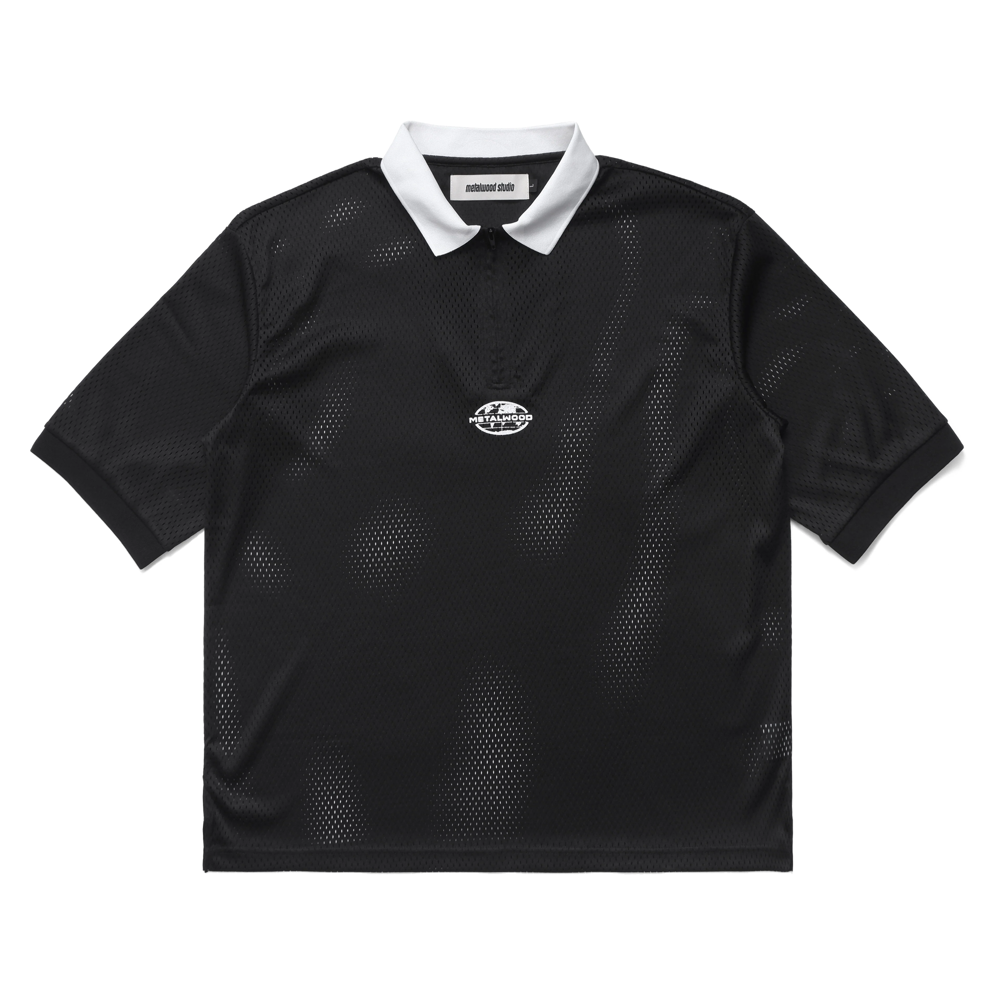 Metalwood Quarter Zip Jersey Polo Black