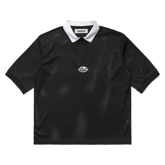 Metalwood Quarter Zip Jersey Polo Black