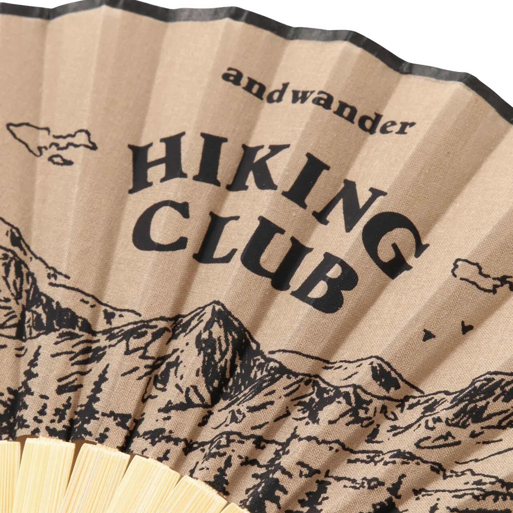 and wander Hiking Club Folding Hand Fan Beige