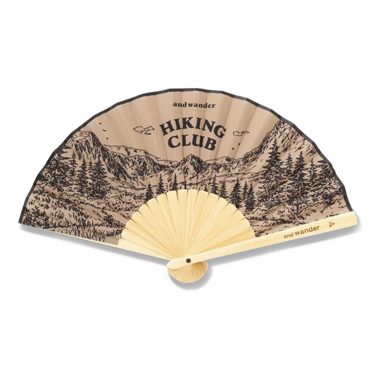 and wander Hiking Club Folding Hand Fan Beige