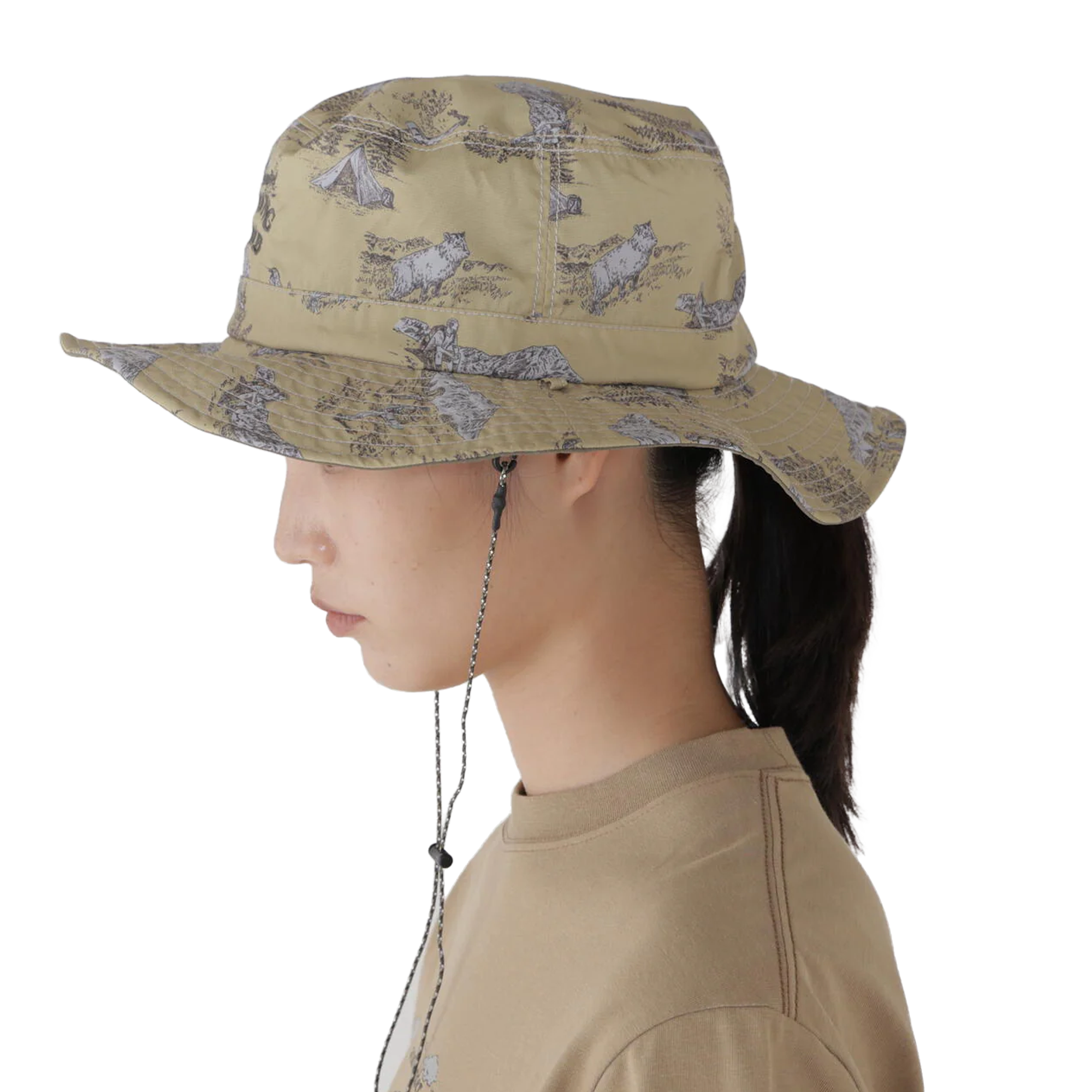 and wander Hiking Club Reversible Hat Beige