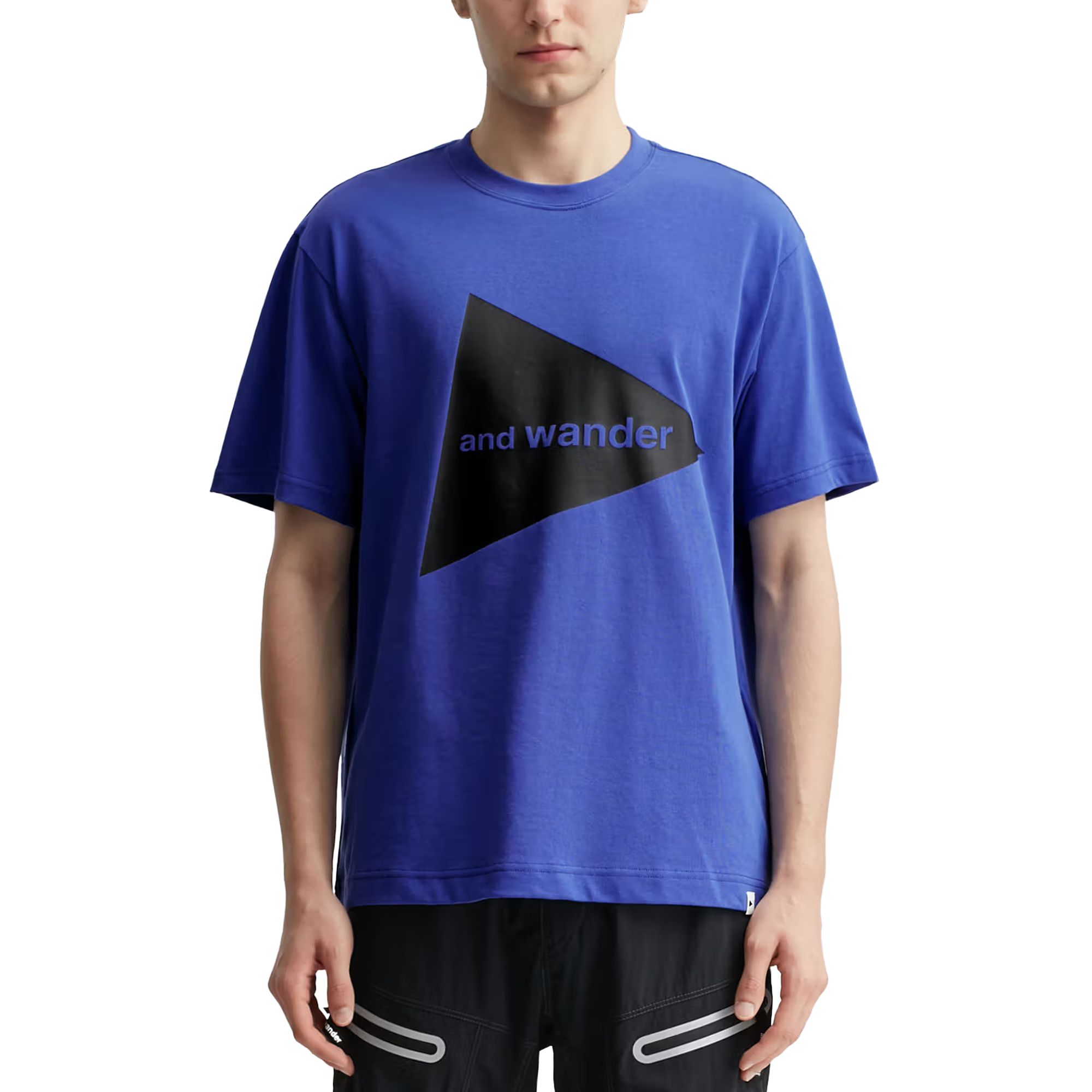 and wander Logo Short Sleeve T-Shirt Blue
