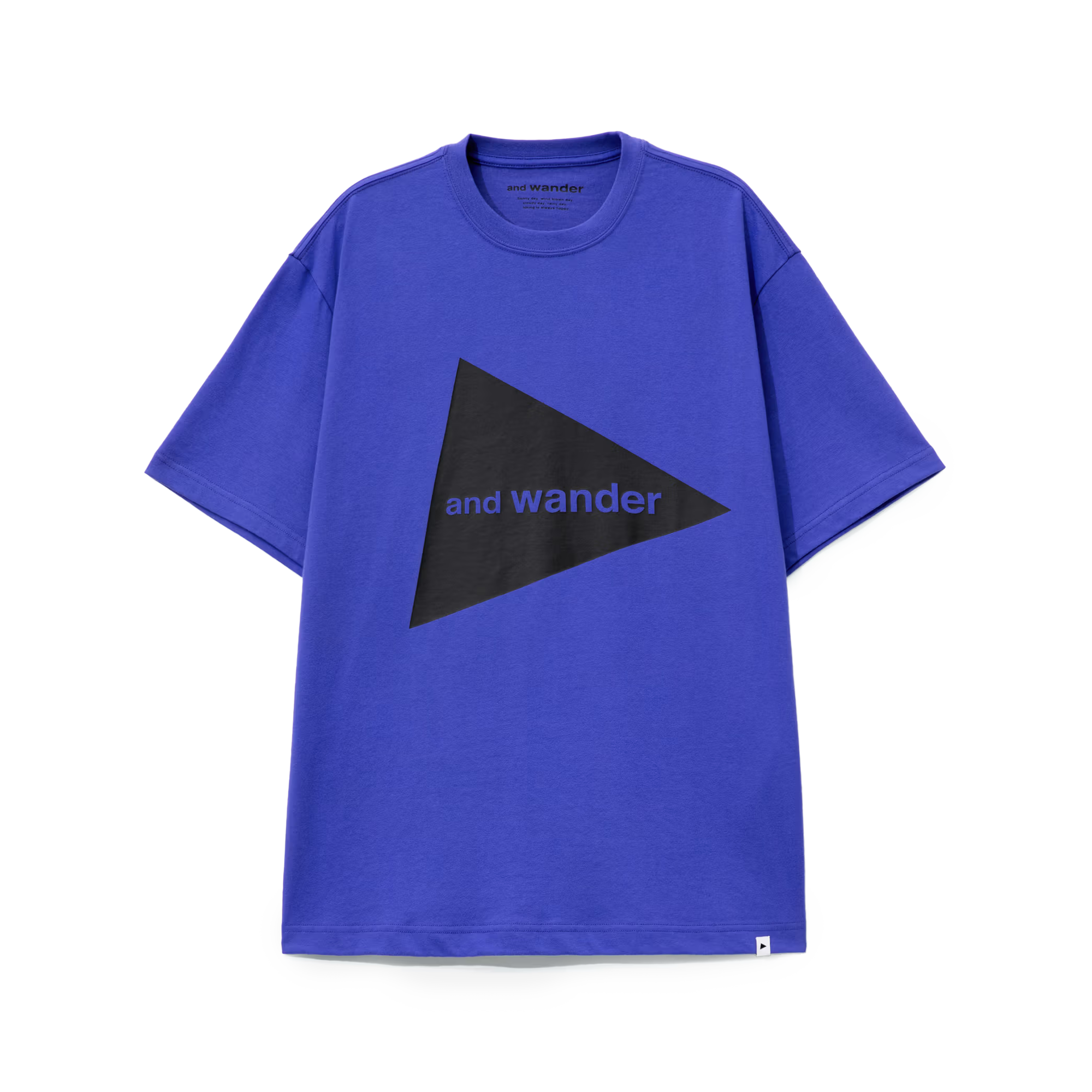 and wander Logo Short Sleeve T-Shirt Blue