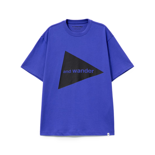 and wander Logo Short Sleeve T-Shirt Blue