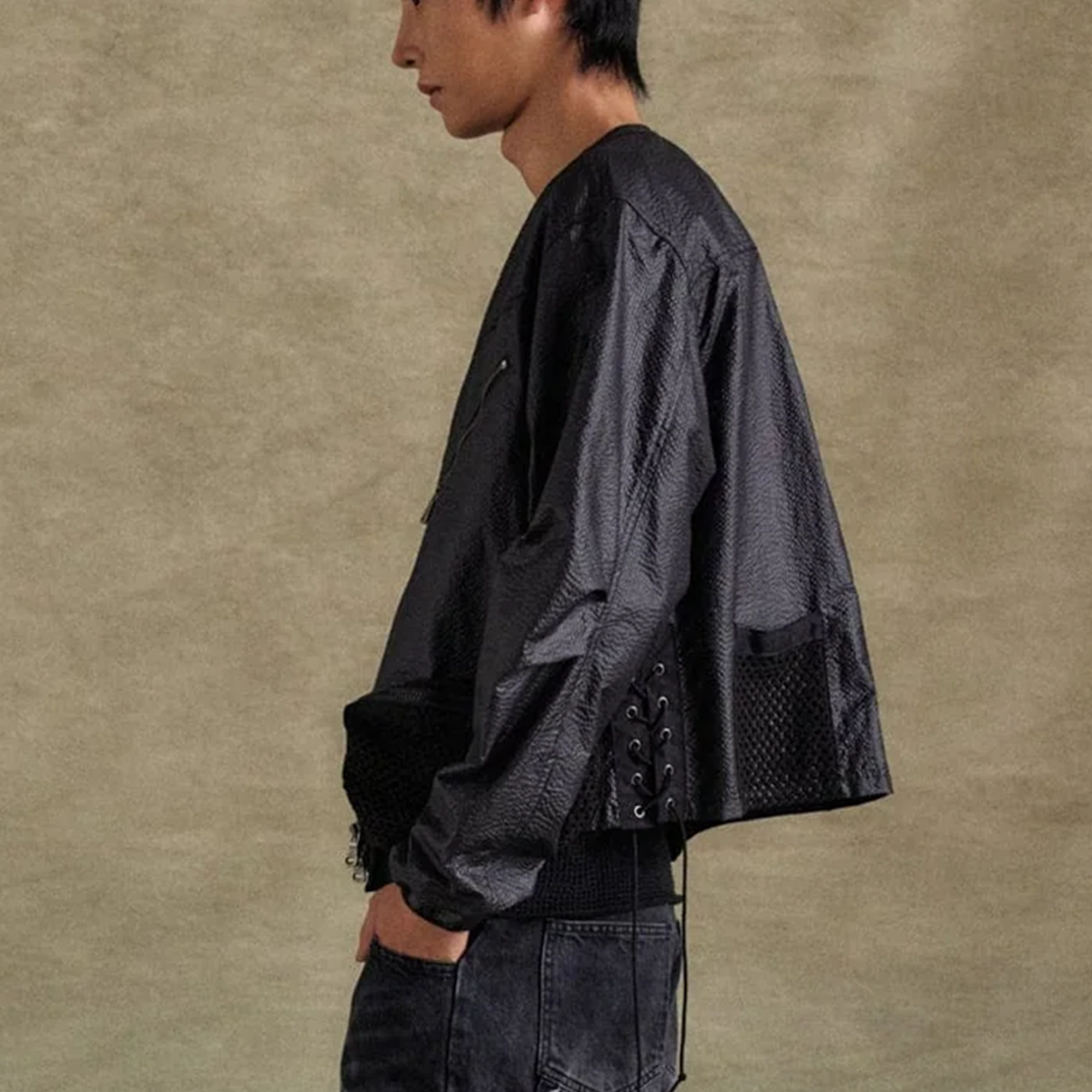 Andersson Bell Convex Collarless Jacket Black AWA696M