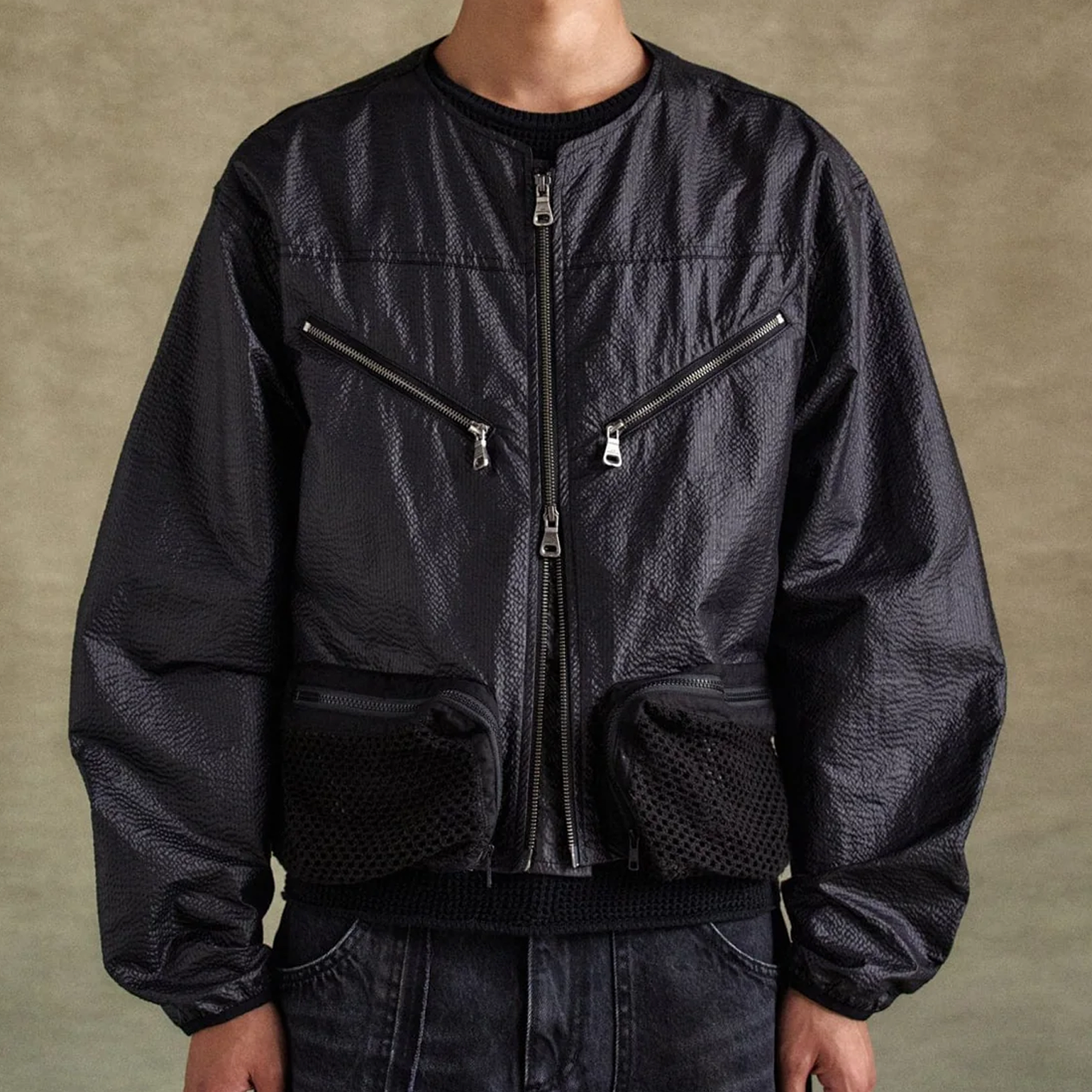 Andersson Bell Convex Collarless Jacket Black AWA696M