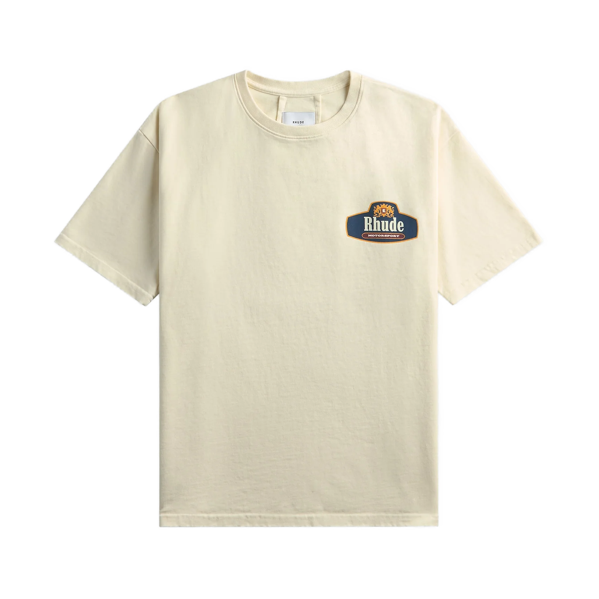 R H U D E Racing Crest T-Shirt Vintage White/ Navy