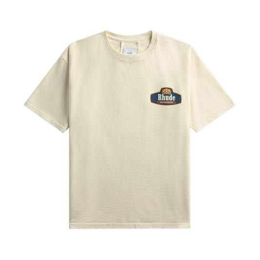 R H U D E Racing Crest T-Shirt Vintage White/ Navy
