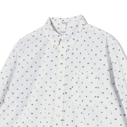 Engineered Garments 19 Century BD Shirt White Cotton Alphabet Embroidery