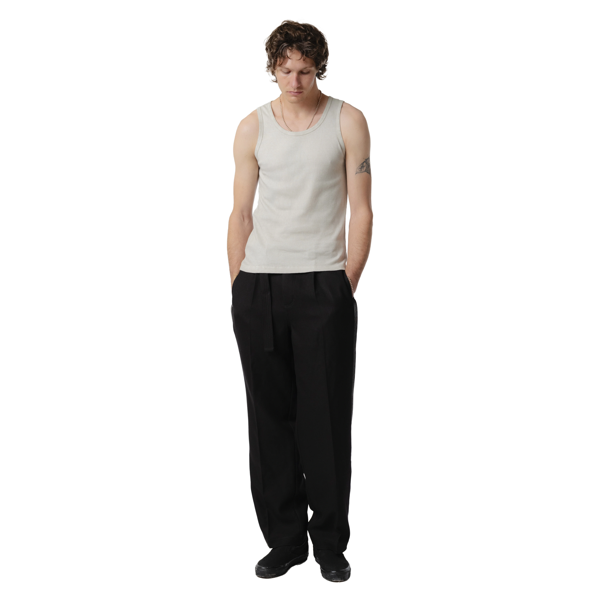 Beach Brains Pleated Work Pant Black/White