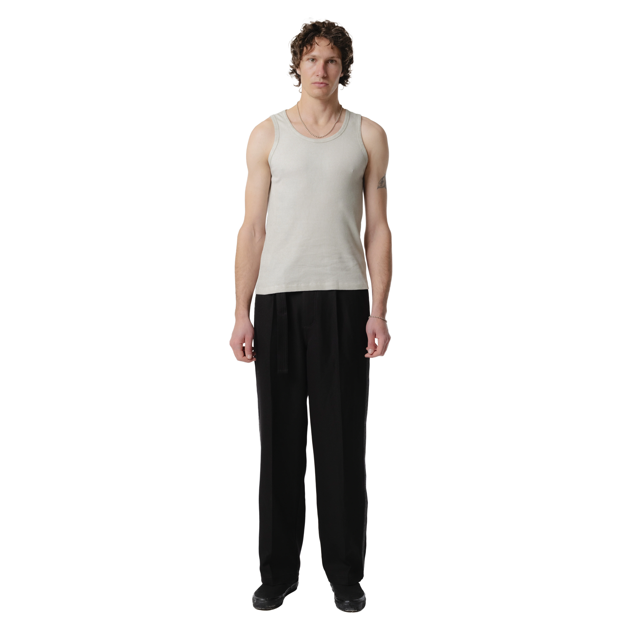 Beach Brains Pleated Work Pant Black/White