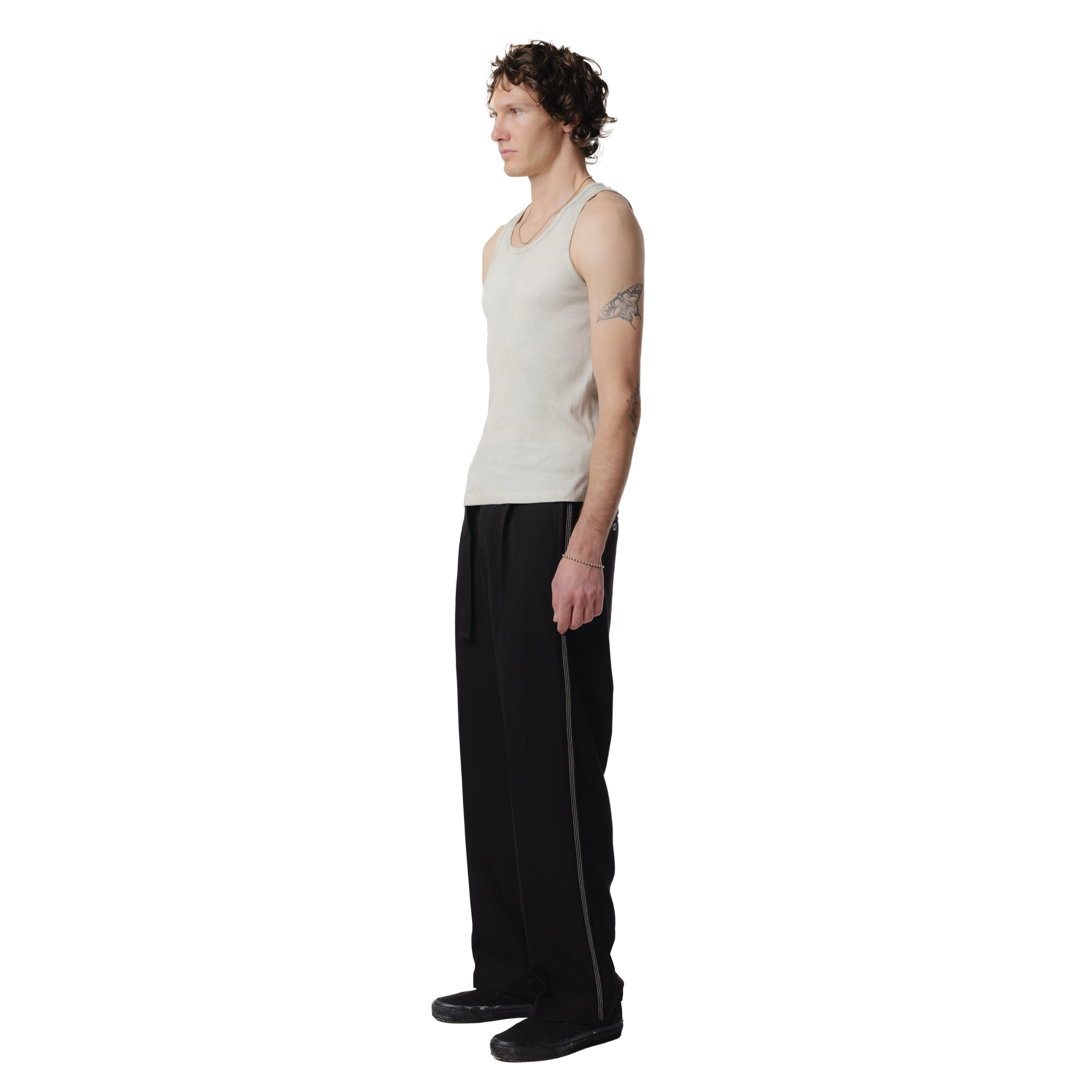Beach Brains Pleated Work Pant Black/White