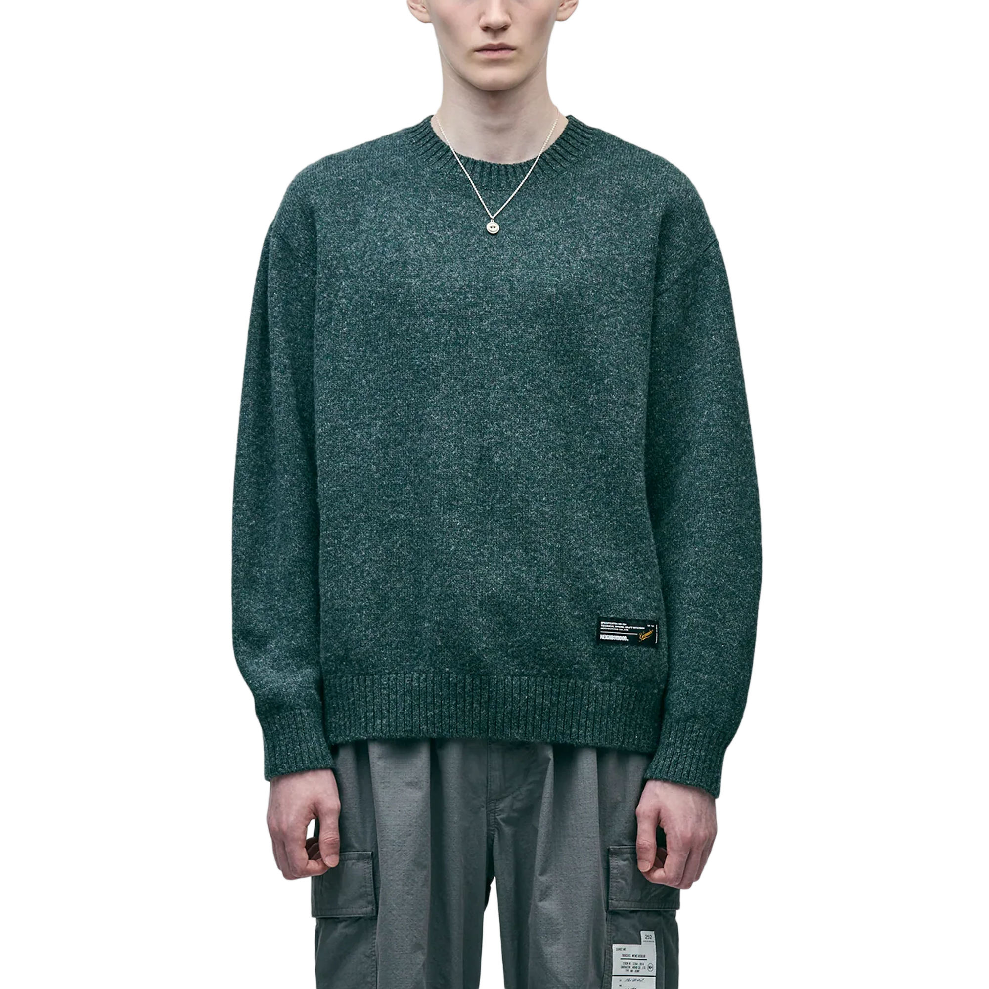 Neighborhood Plain Crewneck Sweater Green 252FUNH-KNM03