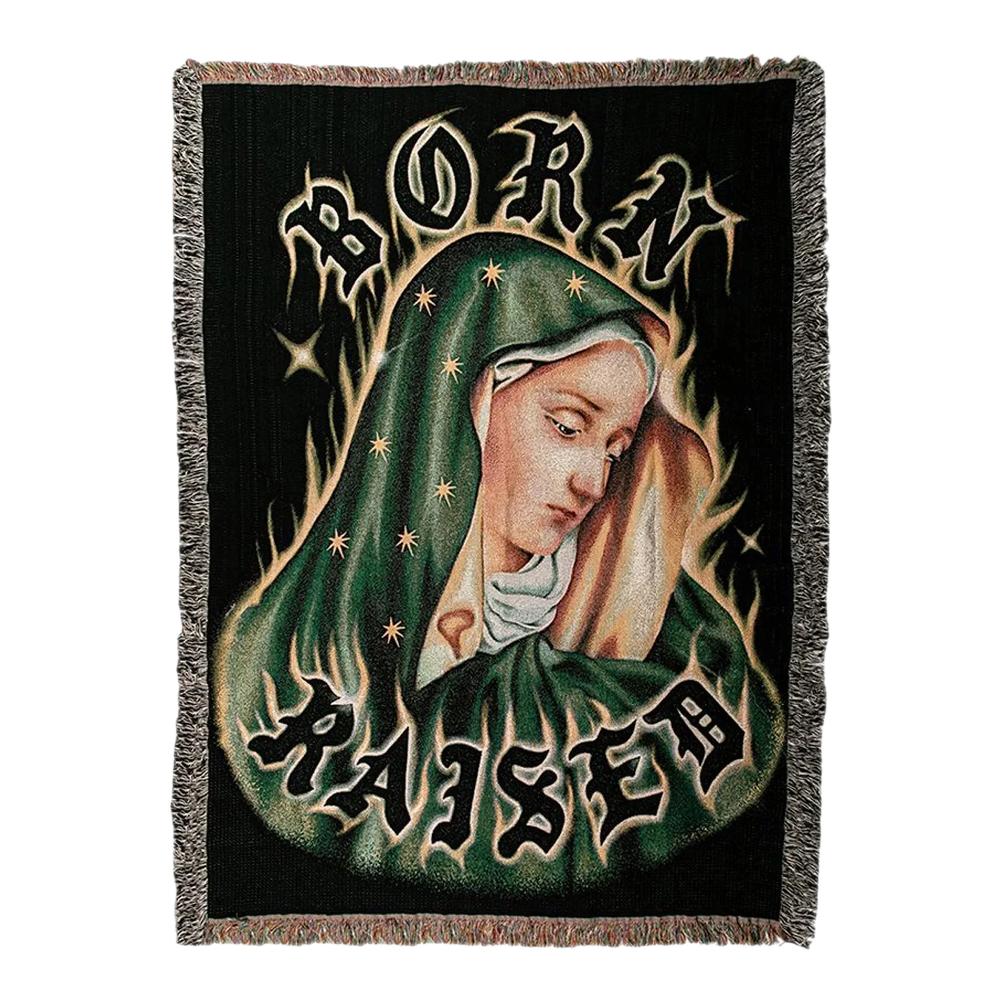 Born x Raised Guadalupe Blanket Black