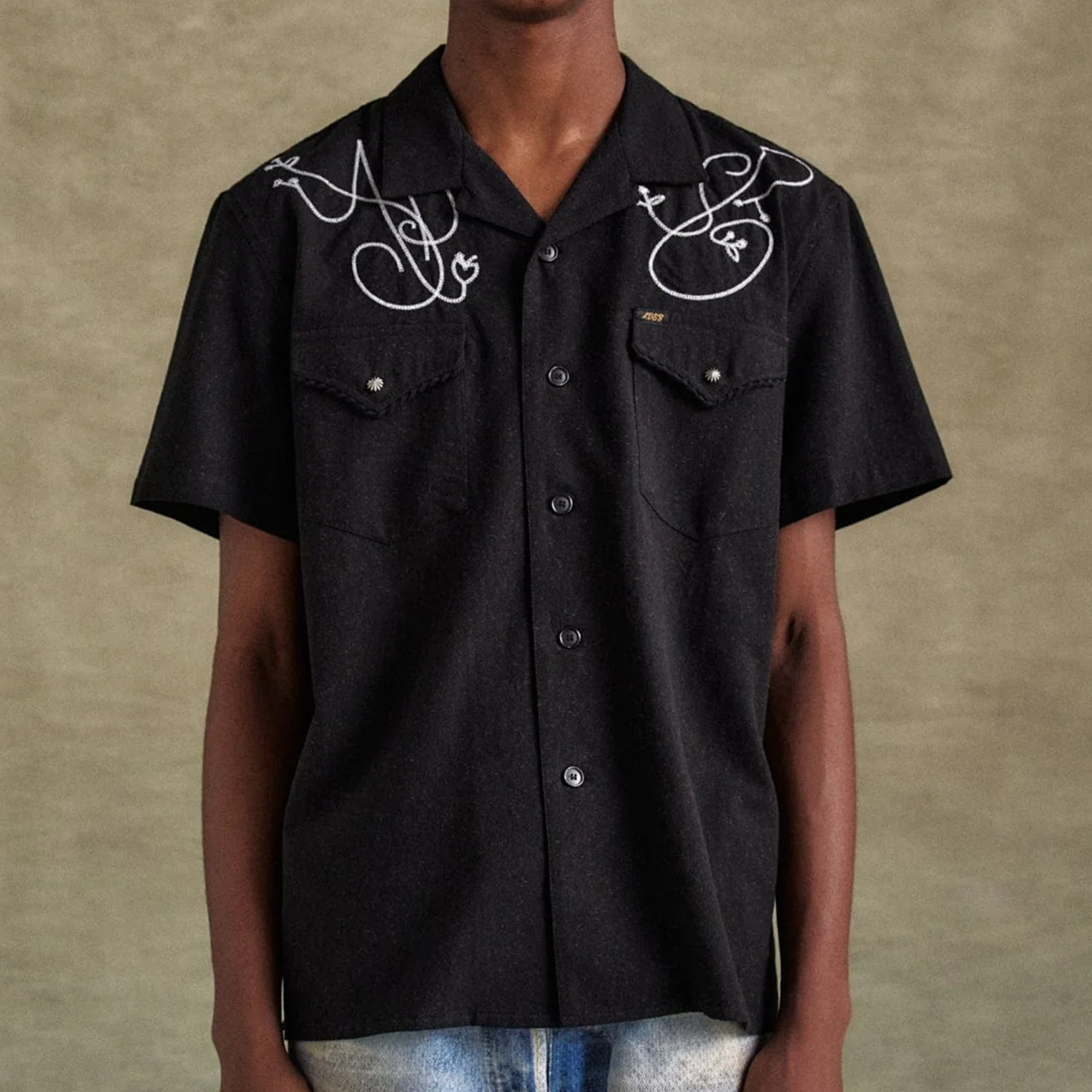 Andersson Bell Black ADSB Chain Embroidery Shirts Black ATB1280M