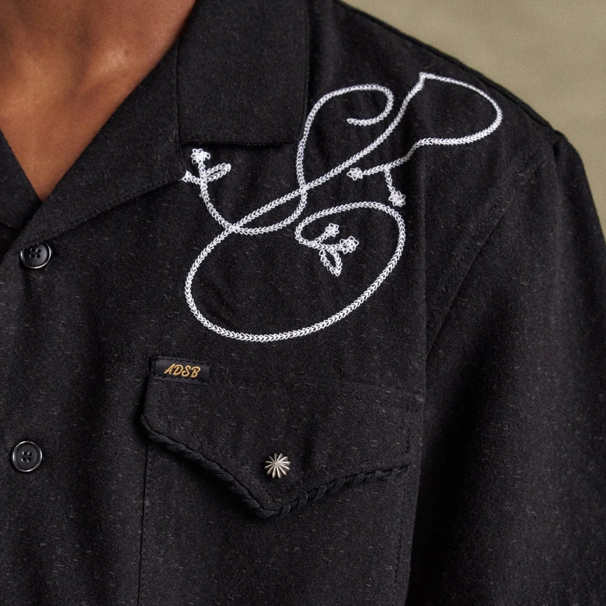 Andersson Bell Black ADSB Chain Embroidery Shirts Black ATB1280M