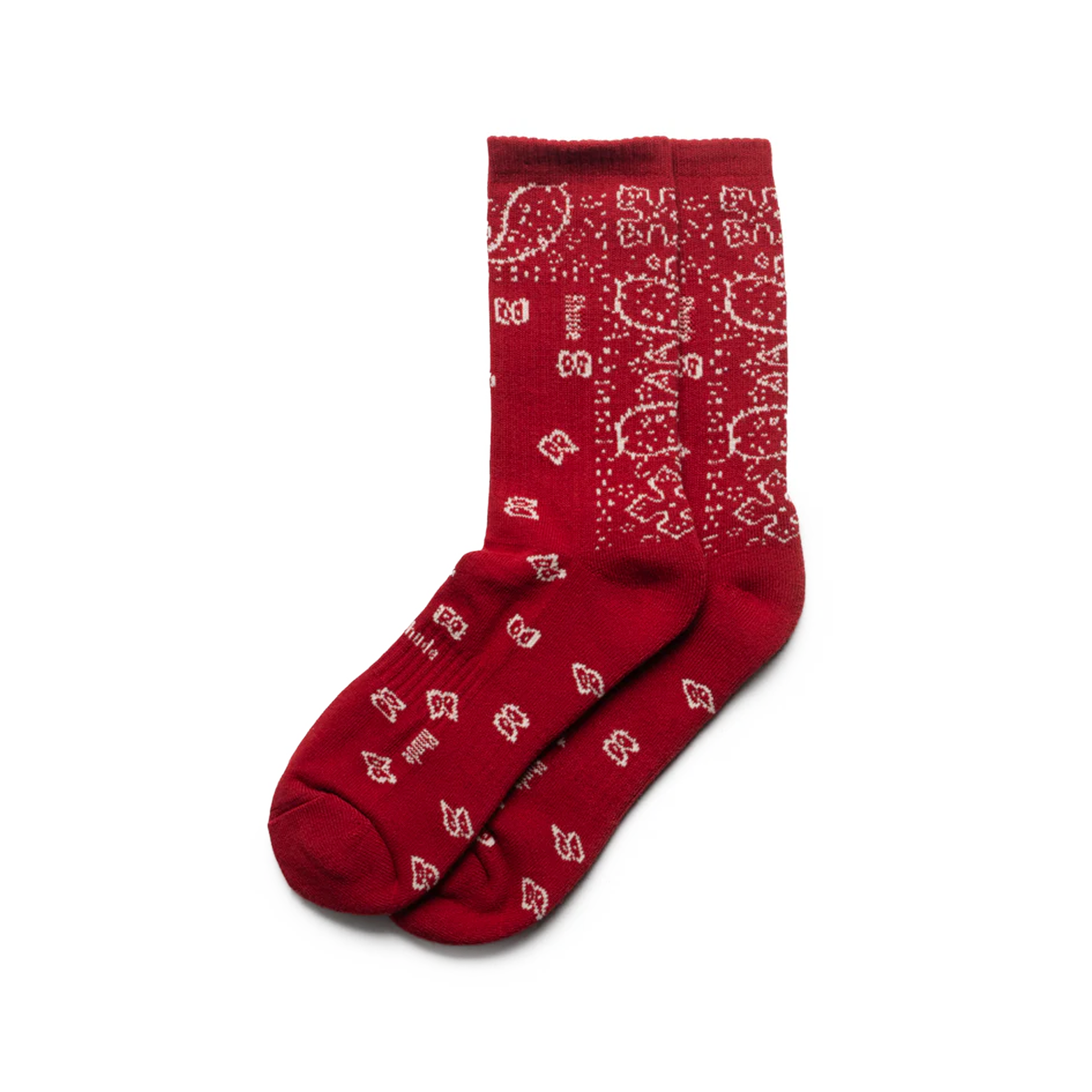 R H U D E Logo Bandana Sock Red/White