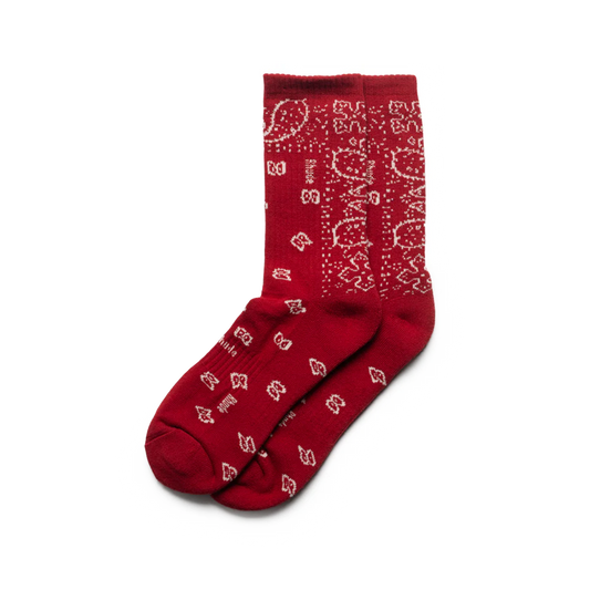 R H U D E Logo Bandana Sock Red/White