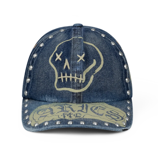Aries Studded Mega Graphic Denim Cap Blue