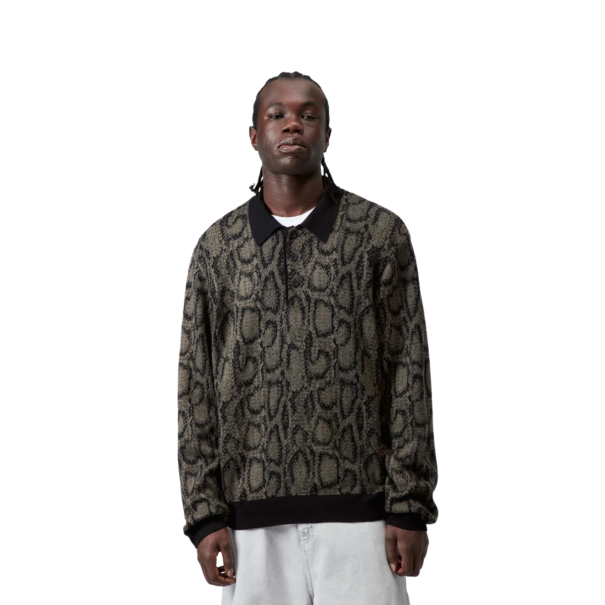 Carhartt WIP L/S Snake Polo Snake Camo Jacquard Leaf