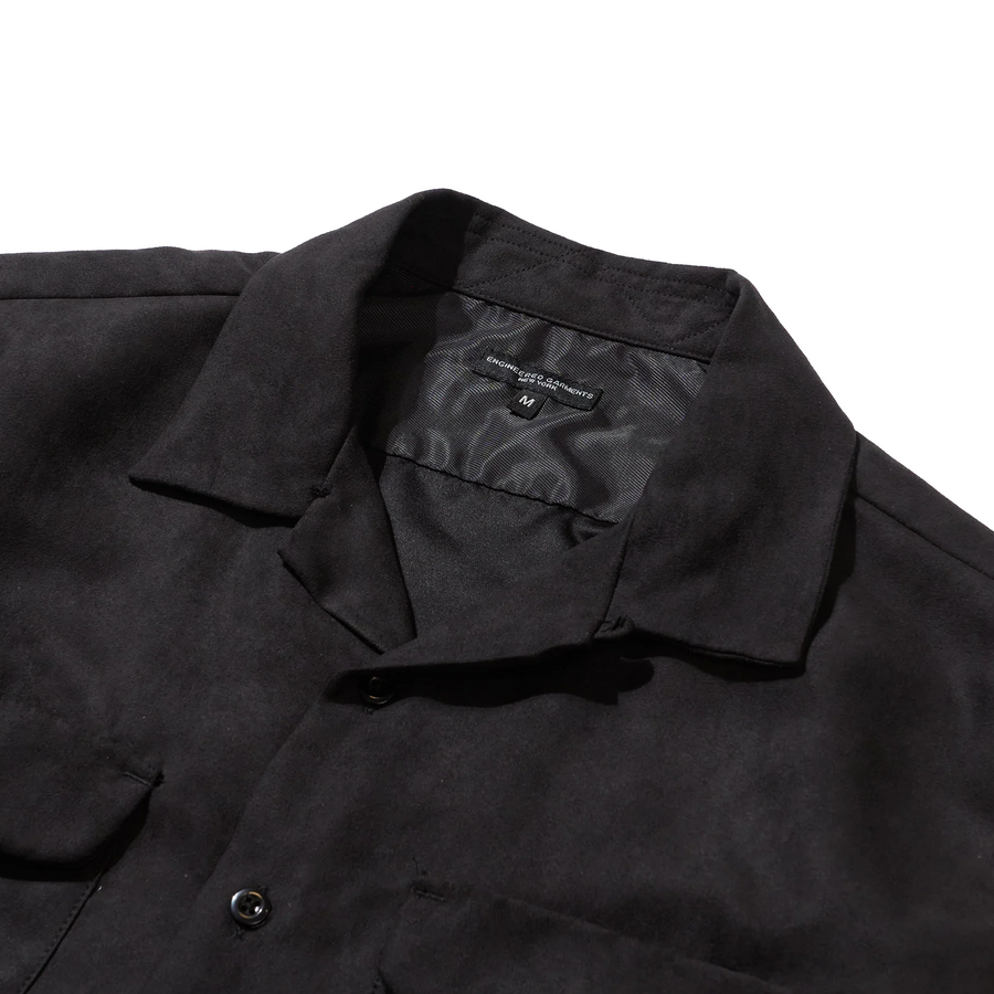 Engineered Garments Classic Shirt A Black Polyester Lt.Weight Fake Suede