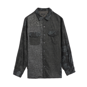 Engineered Garments Classic Shirt  Navy/Grey Cotton Deco Jacquard