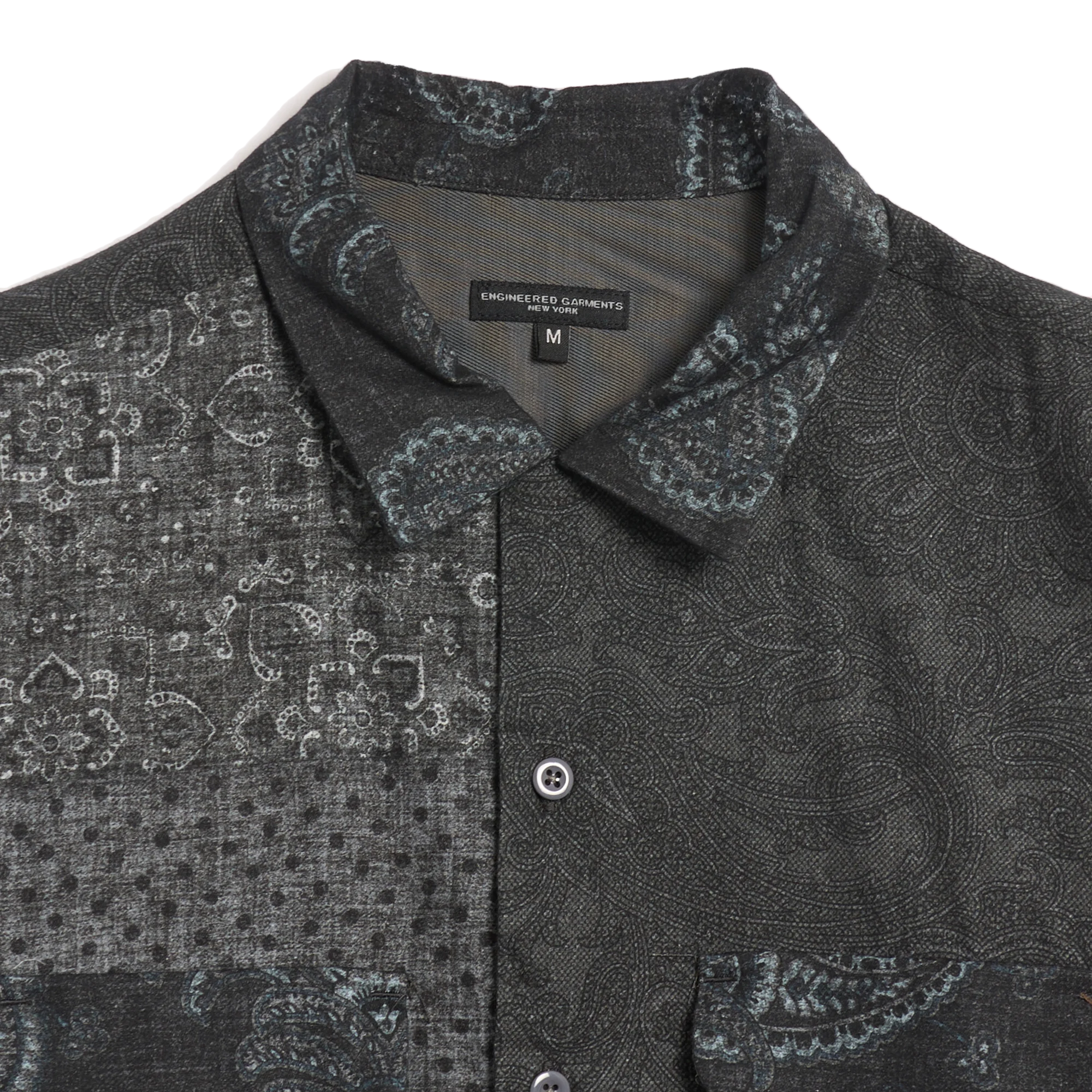 Engineered Garments Classic Shirt  Navy/Grey Cotton Deco Jacquard
