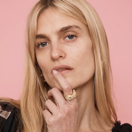 Collina Strada Bat Spike Ring Gold Clear