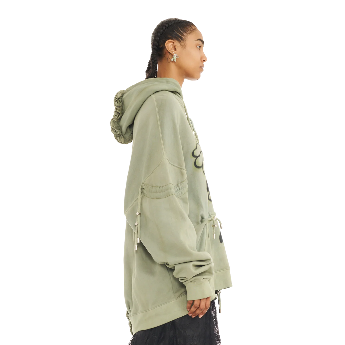 Collina Strada Mohawk Burst Hoodie Olive Twin Flowers