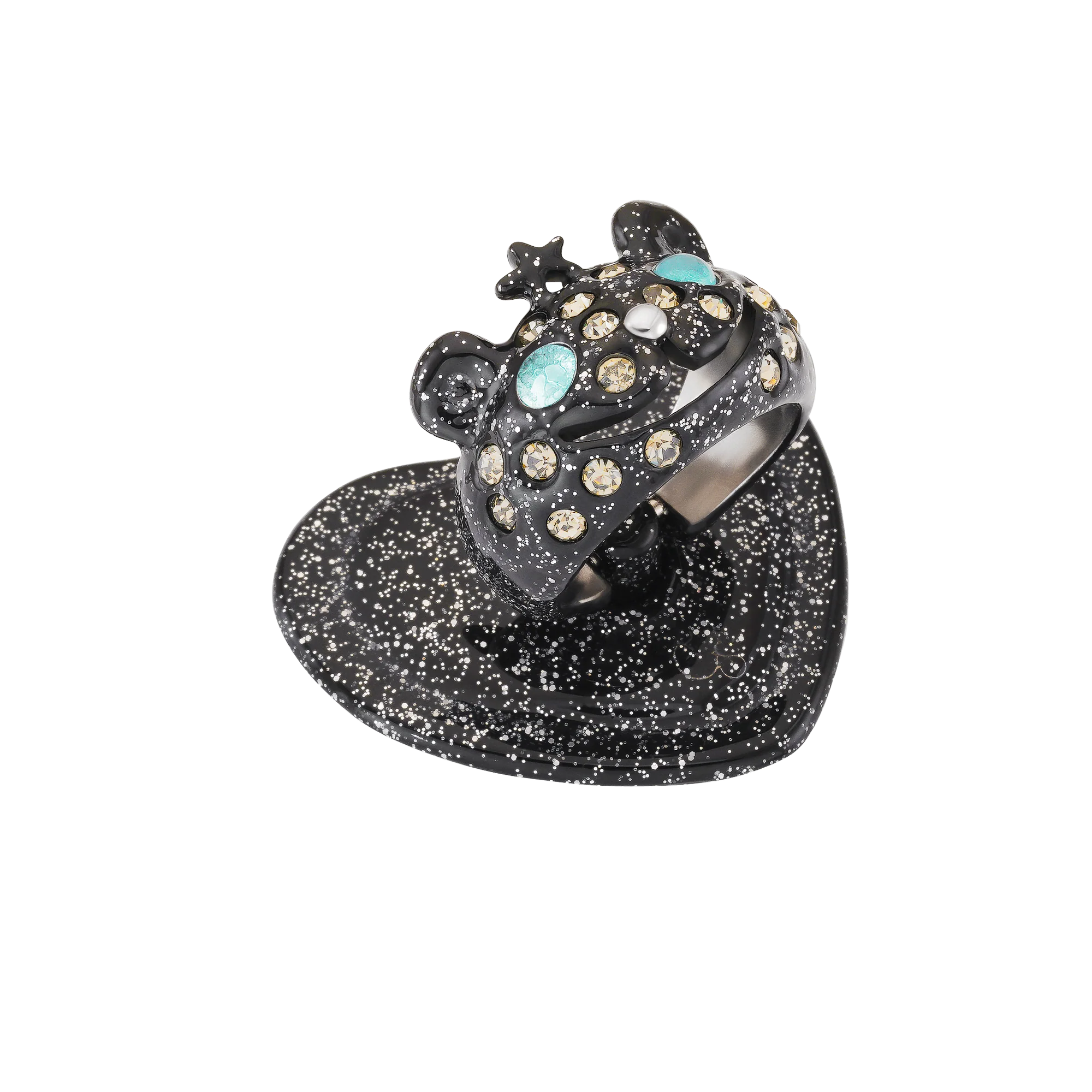 Stand Oil  x Collina Strada Princess Bear Grip Ring Black Glitter