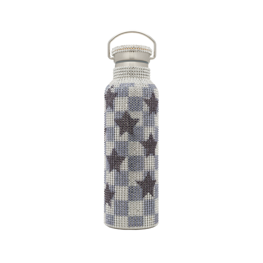 Collina Strada Water Bottle Star Black /White Check