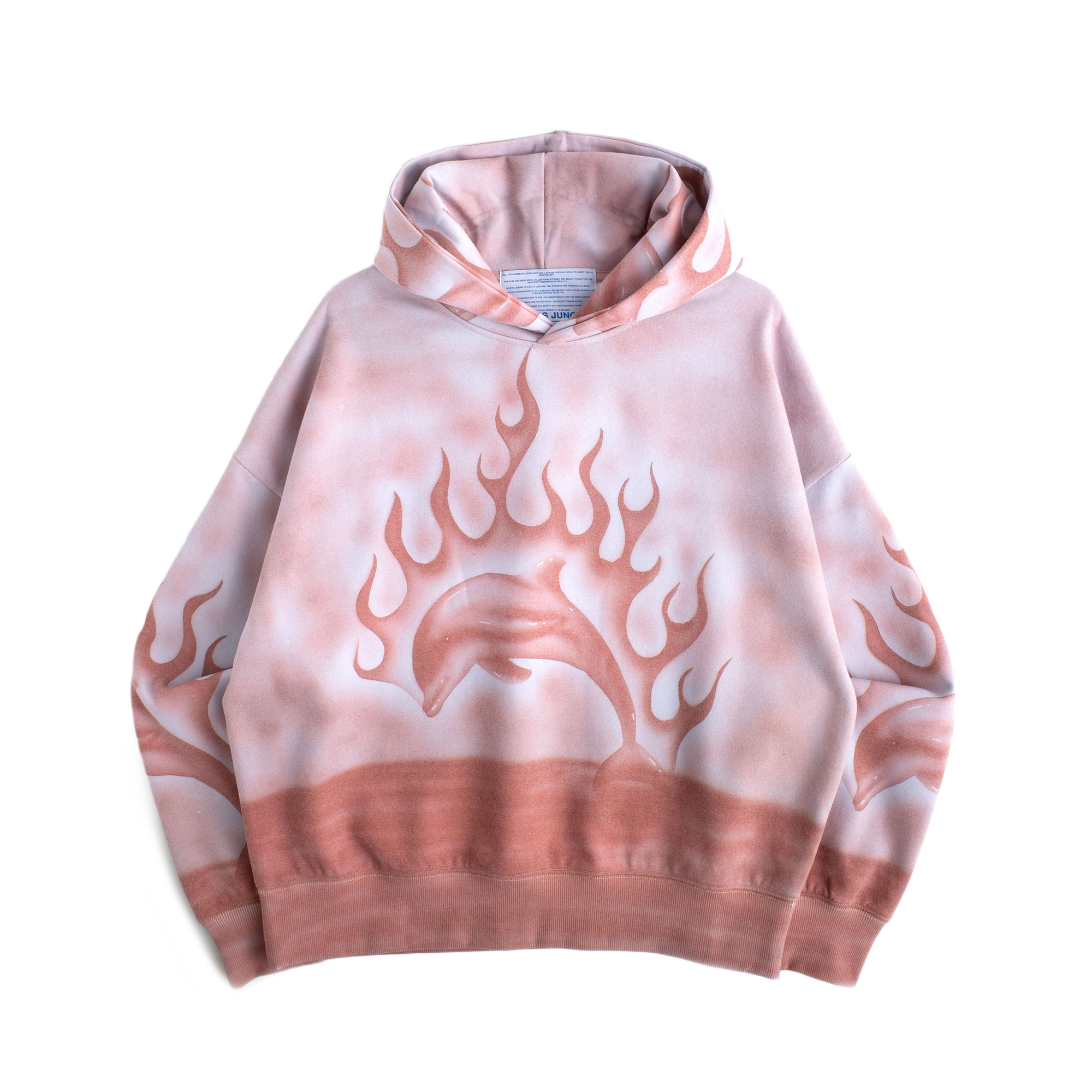 Jungles Jungles Flaming Dolphin Airbrush Hoodie Faded Red