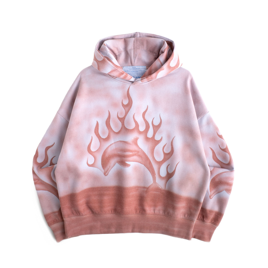 Jungles Jungles Flaming Dolphin Airbrush Hoodie Faded Red